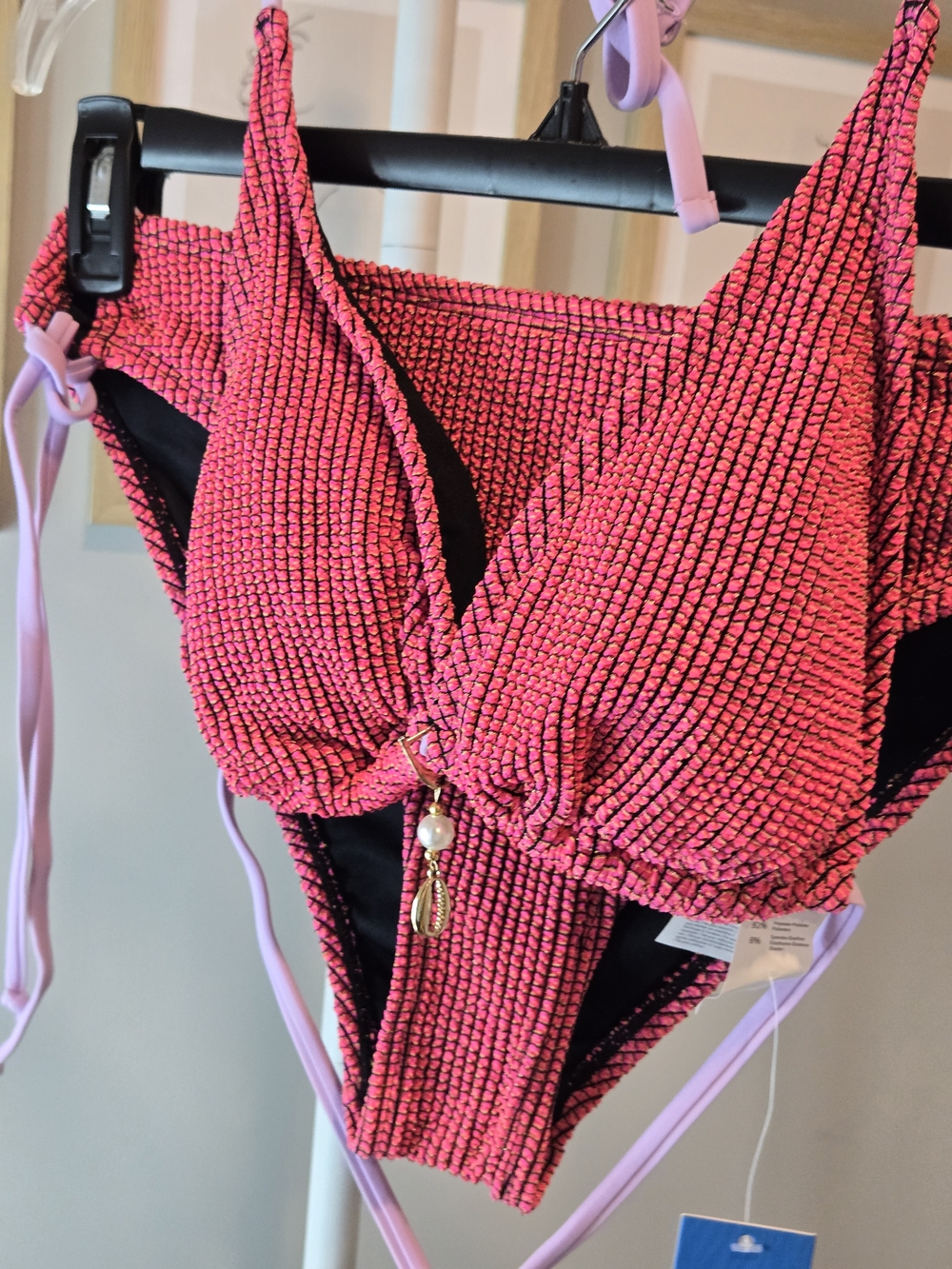 🌞⛱️👙 New Cupshe Pink Textured Tie-Side Bikini Set
